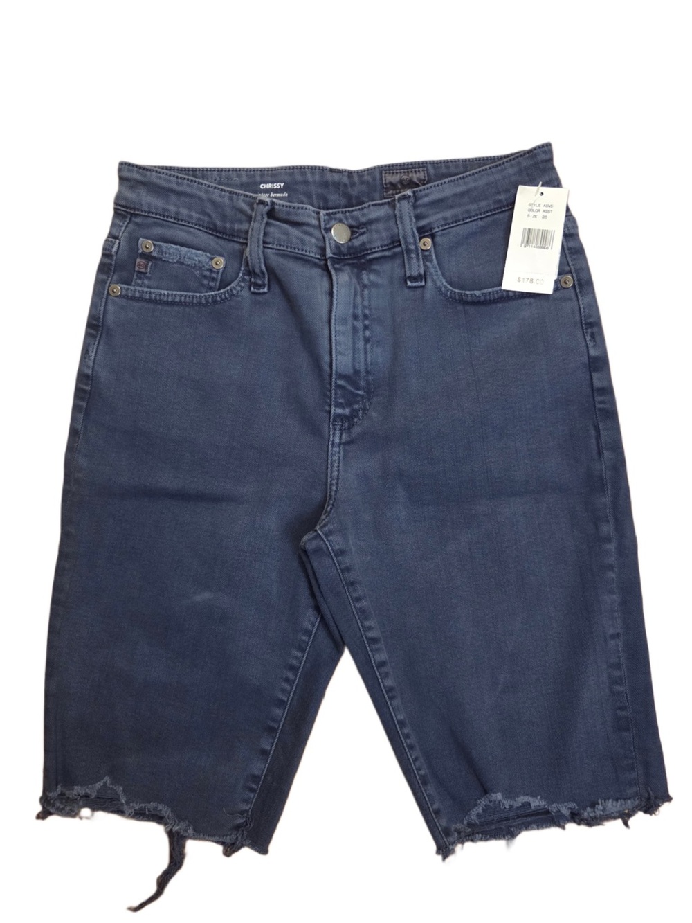 Ag Adriano Goldschmied Dark Chrissy Vintage Denim Bermuda Jean cut off Shorts